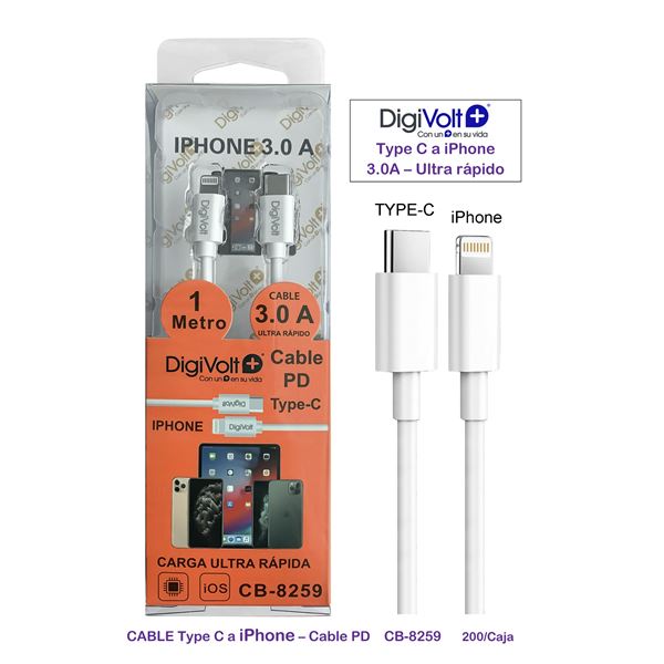 Digivolt cable pd type-c a iphone 3.0a 20w cb-8259 - CB-8259