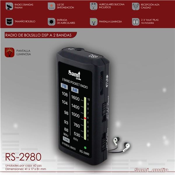 Sami radio am/fm mini vertical c/aur luminosa rs-2980 - RS-2980