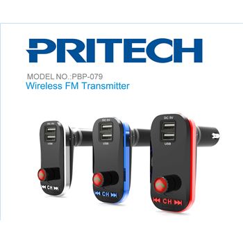 Pritech transmisor para coche fm bluetooth 2 usb 1.5a pbp-079 - PBP-079