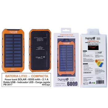 Digivolt power bank solar 6000 mah/2.1a pb-3017 - PB-3017