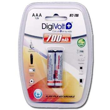 Digivolt batería recargable 700mah lr03 aaa 1.2v blister de 2 pilas - BT2-700
