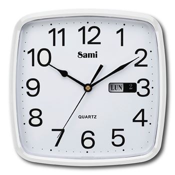 Sami reloj de pared cuadrado 25.4cm blanco con calendario rsp-11608 - RSP-11608
