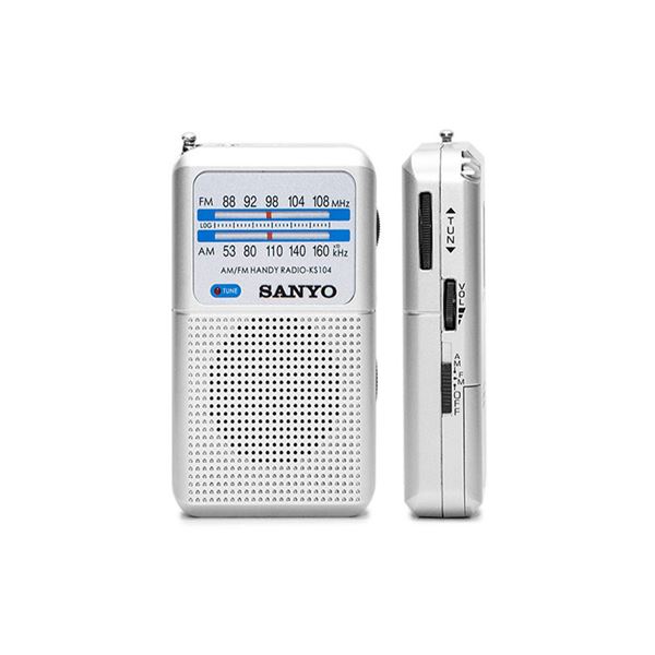 SANYO Radio Analogica AM/FM Borde Madera Con Bateria Recargable KS114