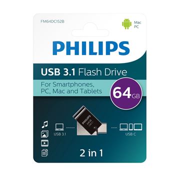 Philips usb 64gb conector 2 en 1 usb 3.1 a tipo c fm-64dc - FM-64DC