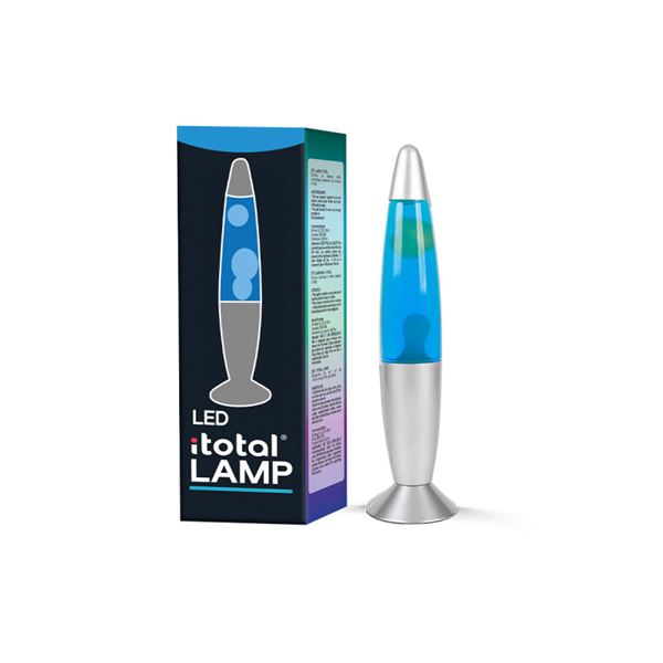 Lámpara lava led luz azul cera blanca base plateada 35cm xl2674 - XL2674