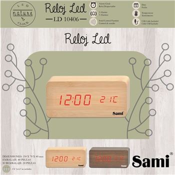 Sami despertador led madera ld-10406 - LD-10406