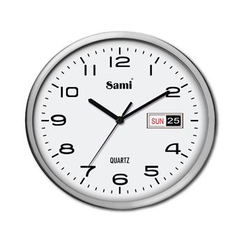 Sami reloj pared plata redondo c/fecha 34 cm rsp-11595 - RSP-11595