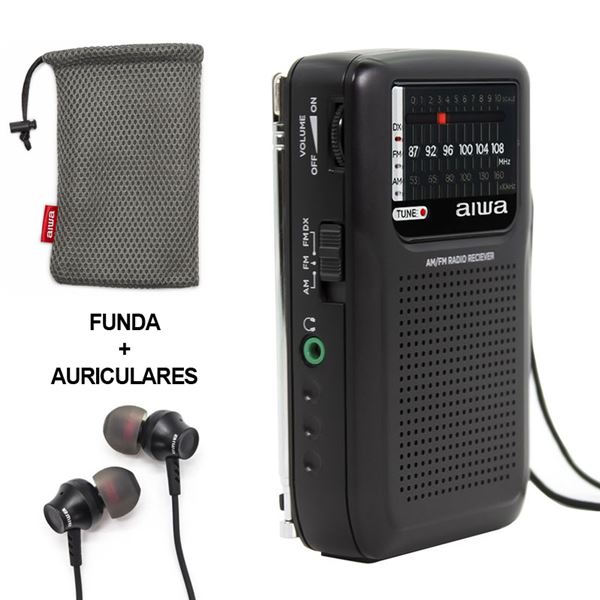 Aiwa Radio Am/Fm a Pilas C/Auricular y Funda RS-33